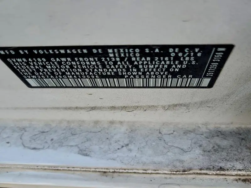 2016 VOLKSWAGEN JETTA S  