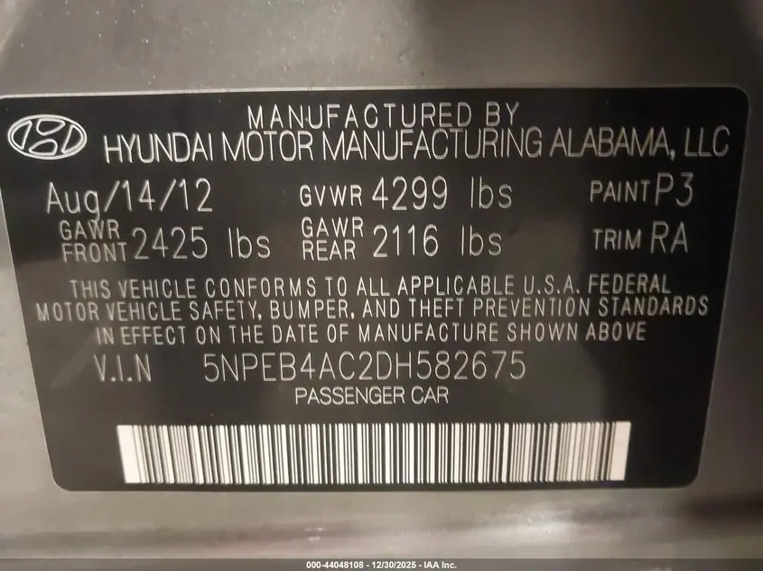 2013 HYUNDAI SONATA GLS