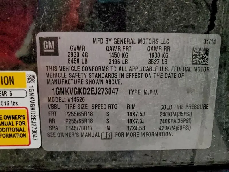 2014 CHEVROLET TRAVERSE LT  