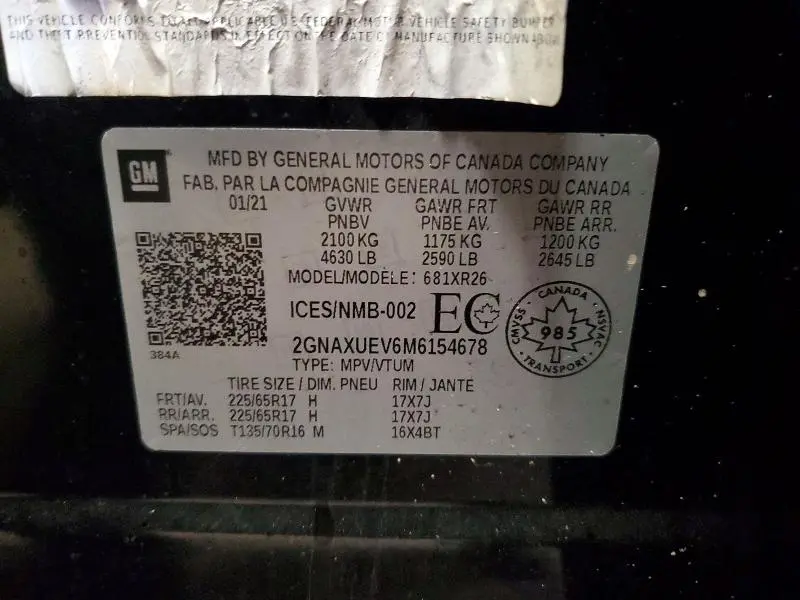 2021 CHEVROLET EQUINOX LT  