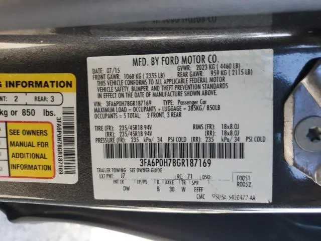 2016 FORD FUSION SE  