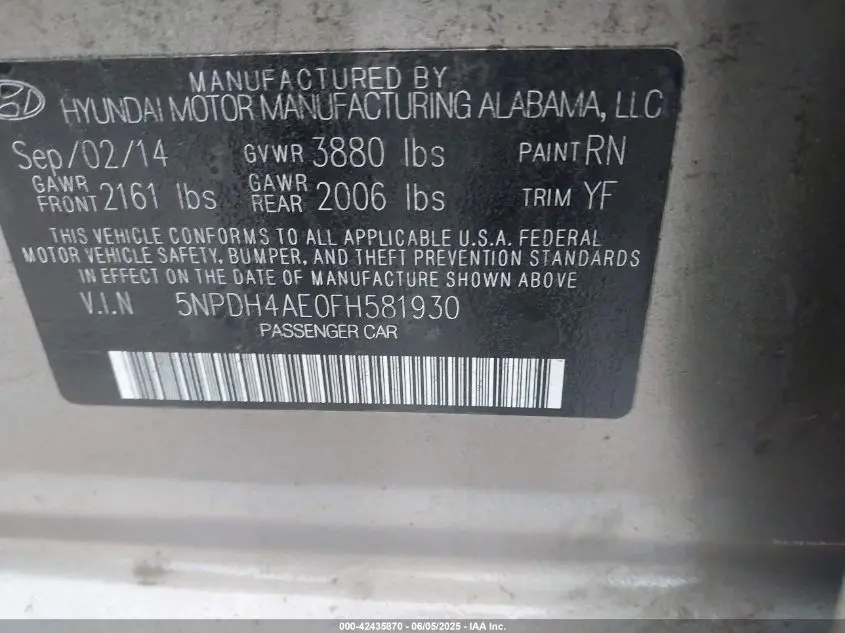 2015 HYUNDAI ELANTRA SE