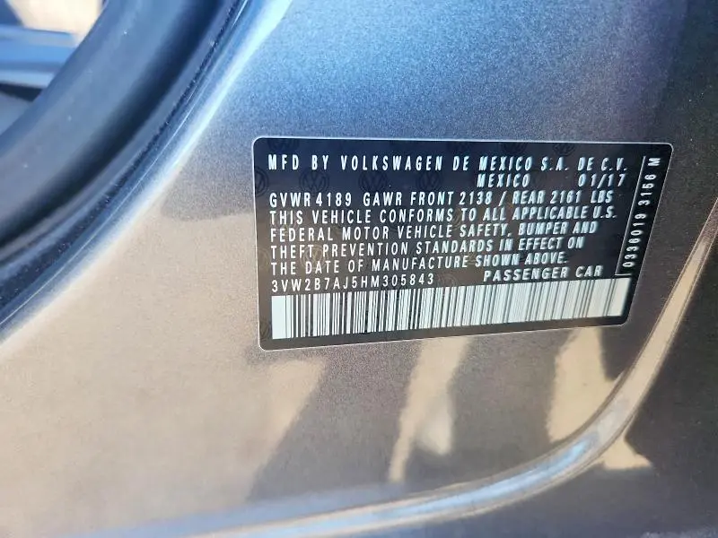 2017 VOLKSWAGEN JETTA S  