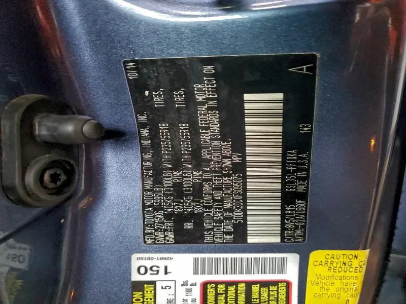 2015 TOYOTA SIENNA XLE  