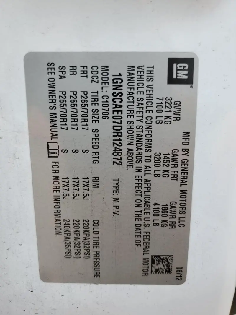 2013 CHEVROLET TAHOE C1500 LS  