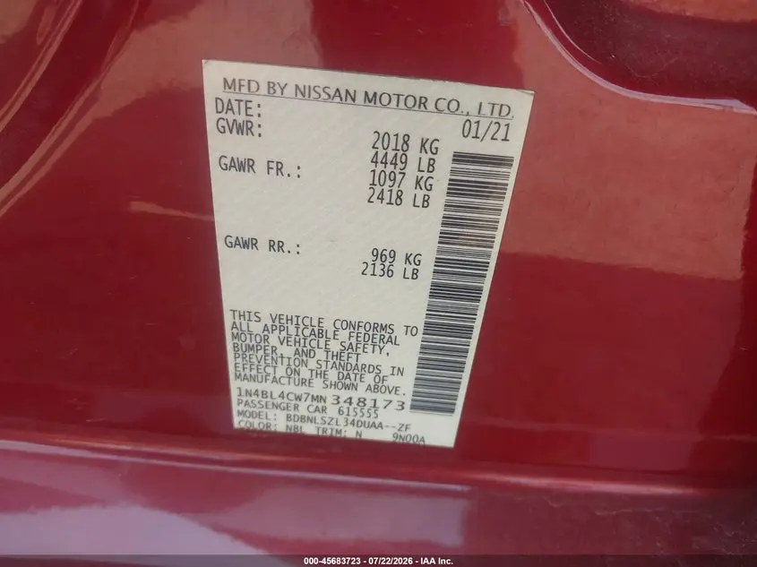 2021 NISSAN ALTIMA SR INTELLIGENT AWD
