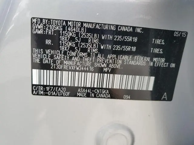2015 TOYOTA RAV4 LIMITED  