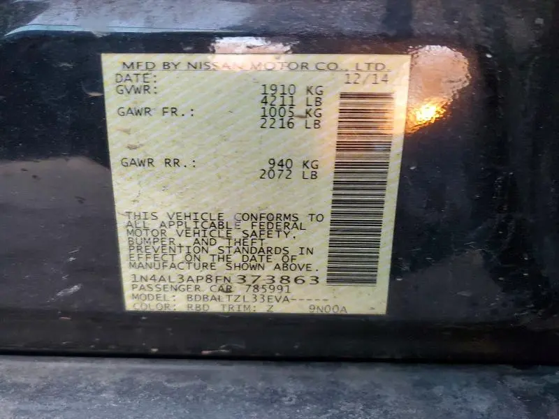 2015 NISSAN ALTIMA 2.5  