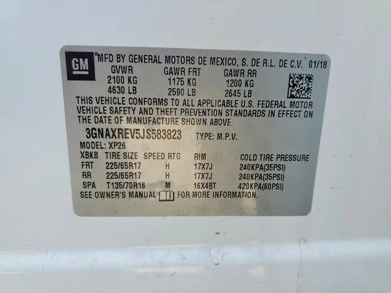 2018 CHEVROLET EQUINOX   