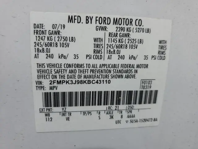 2019 FORD EDGE SEL  