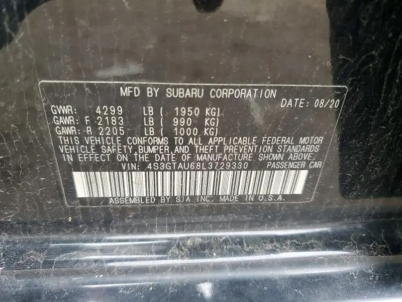 2020 SUBARU IMPREZA LIMITED  