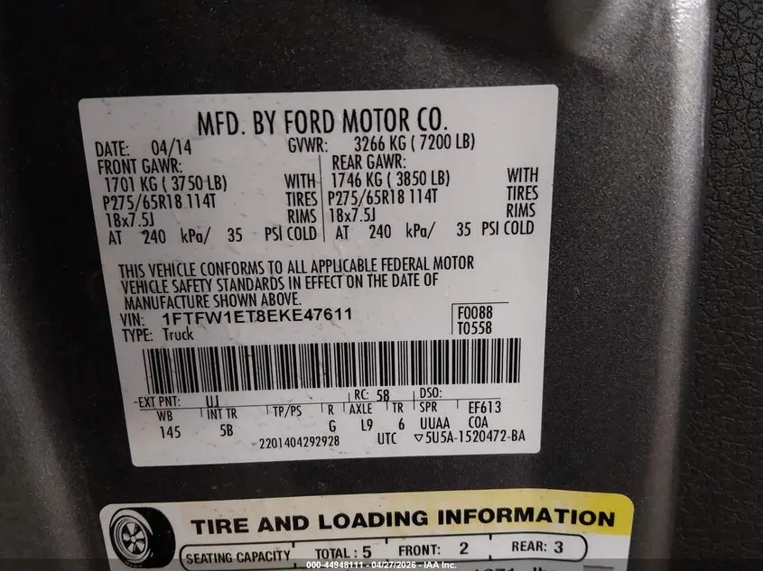 2014 FORD F-150 FX4