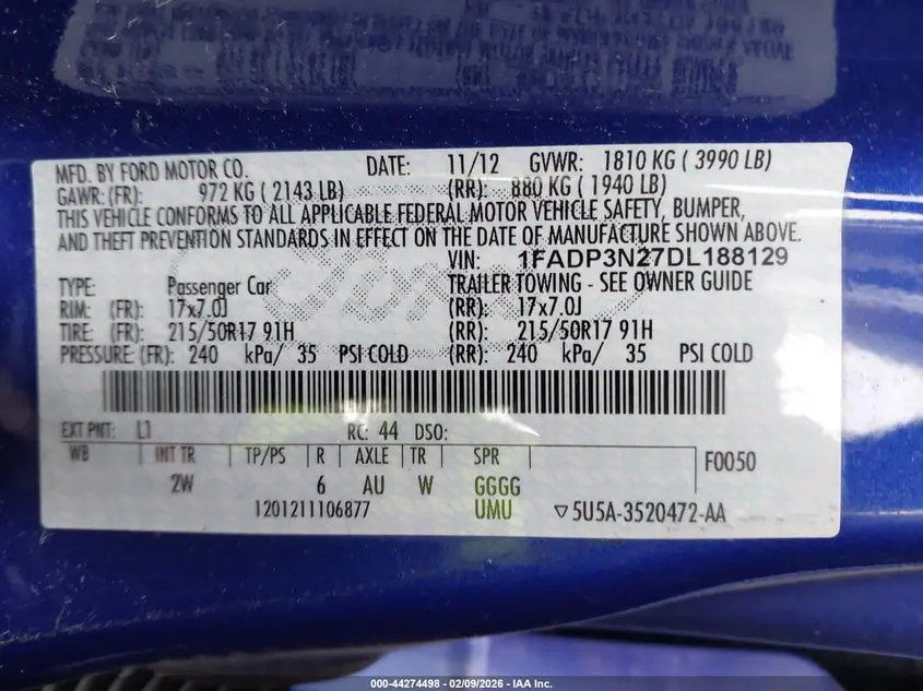 2013 FORD FOCUS TITANIUM