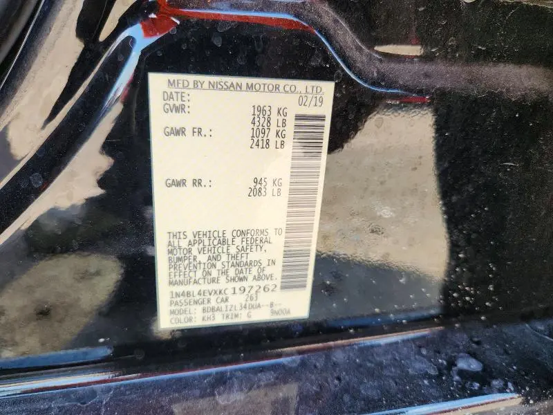2019 NISSAN ALTIMA SL  