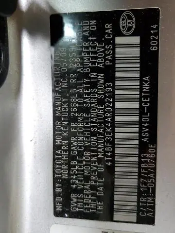 2010 TOYOTA CAMRY BASE  