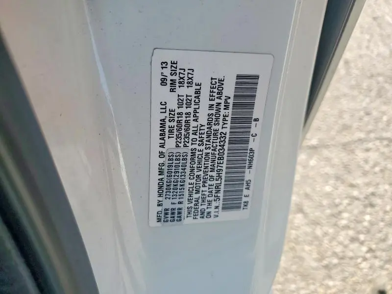 2014 HONDA ODYSSEY TOURING  
