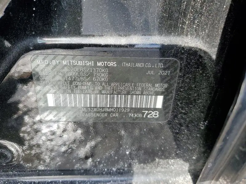 2021 MITSUBISHI MIRAGE ES  