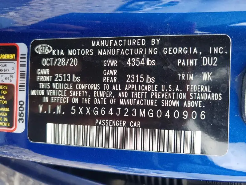 2021 KIA K5   