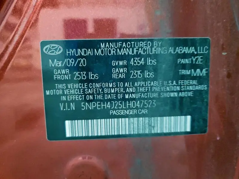 2020 HYUNDAI SONATA LIMITED  