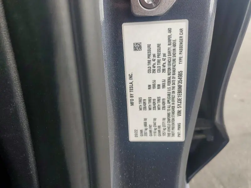 2022 TESLA MODEL 3   