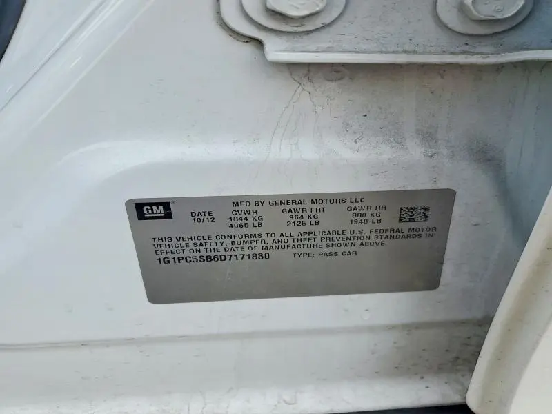 2013 CHEVROLET CRUZE LT  