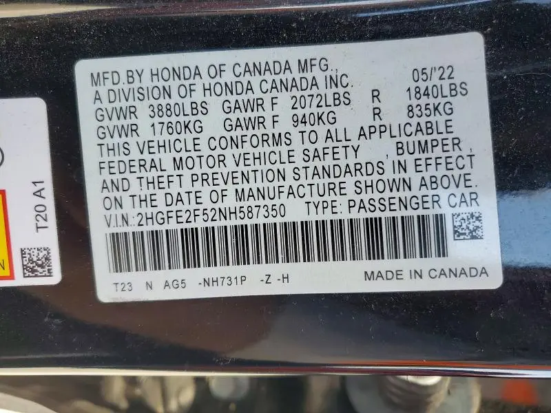 2022 HONDA CIVIC SPORT  