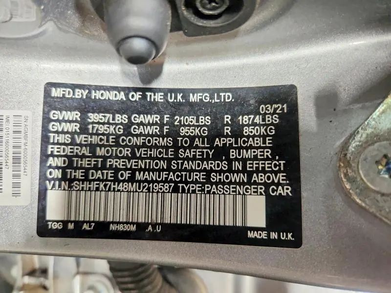 2021 HONDA CIVIC SPORT  