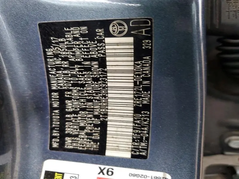 2017 TOYOTA COROLLA L  