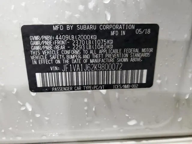 2019 SUBARU WRX LIMITED  