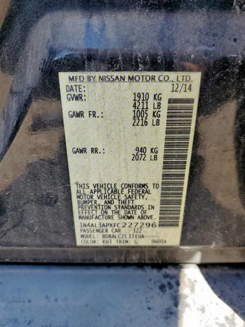 2015 NISSAN ALTIMA 2.5  