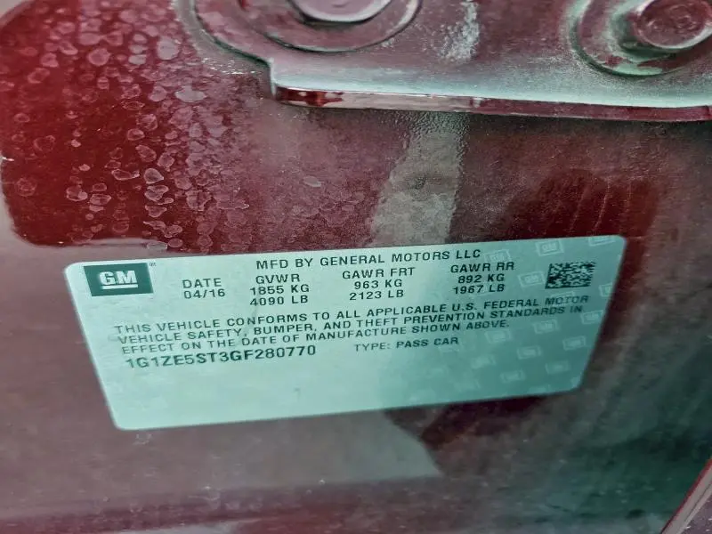 2016 CHEVROLET MALIBU LT  