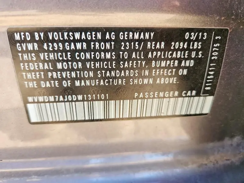 2013 VOLKSWAGEN GOLF   