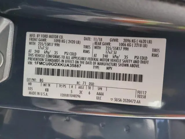 2019 FORD ESCAPE SE  