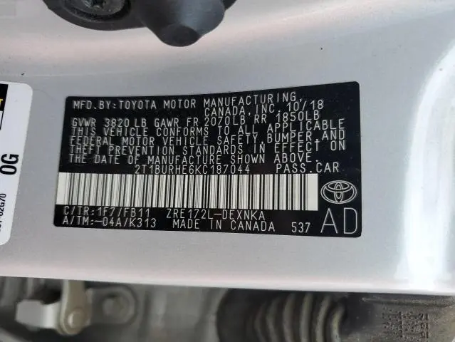 2019 TOYOTA COROLLA L  