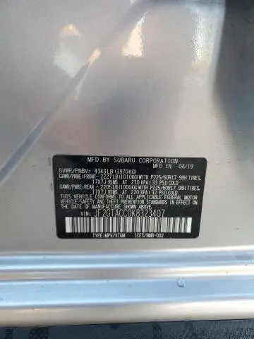 2019 SUBARU CROSSTREK PREMIUM  