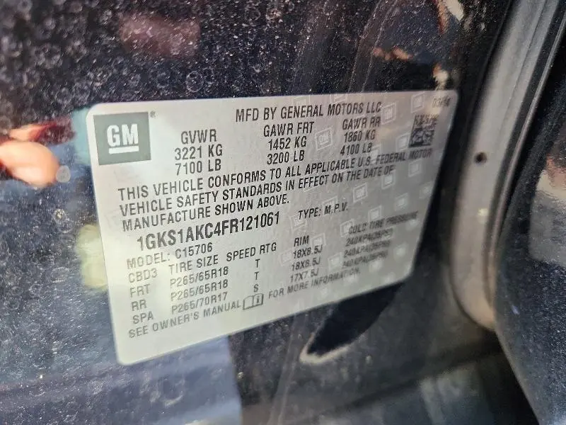 2015 GMC YUKON SLE  