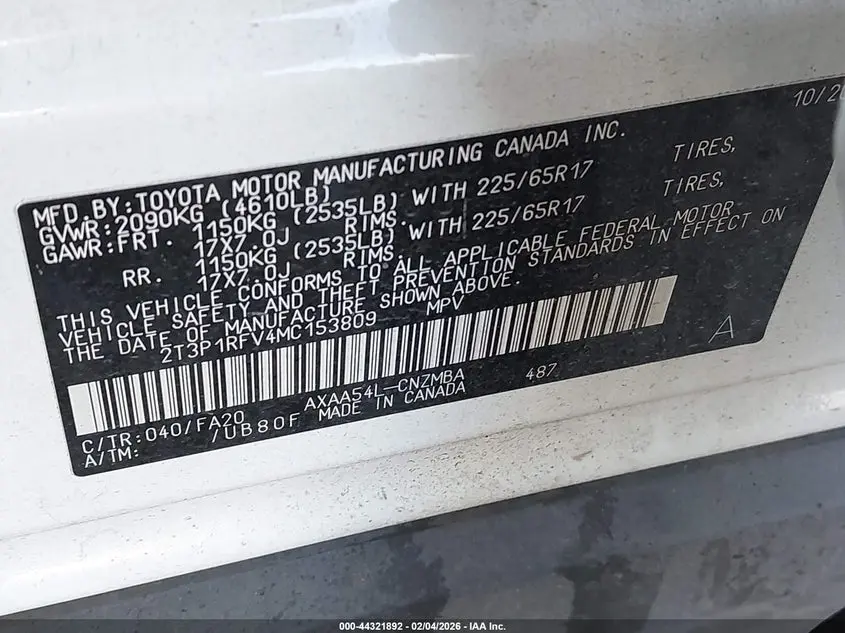 2021 TOYOTA RAV4 XLE