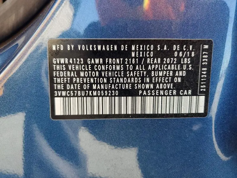 2019 VOLKSWAGEN JETTA S  