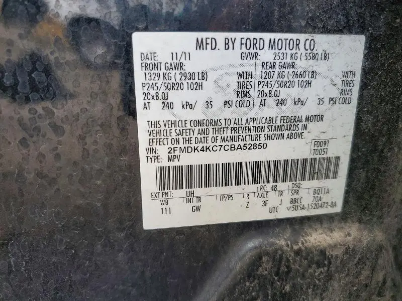 2012 FORD EDGE LIMITED  