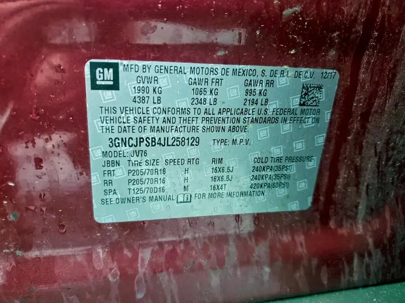 2018 CHEVROLET TRAX 1LT  