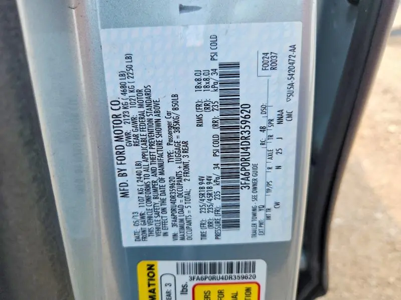 2013 FORD FUSION TITANIUM HEV  