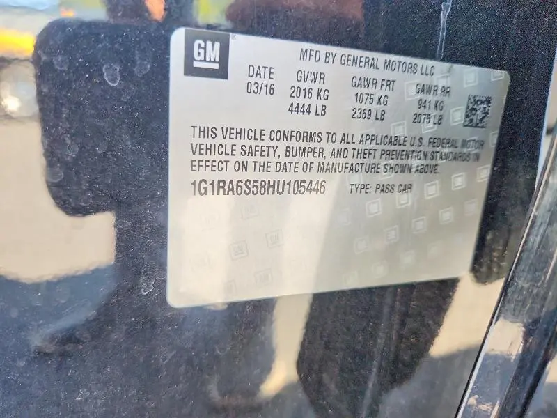 2017 CHEVROLET VOLT LT  