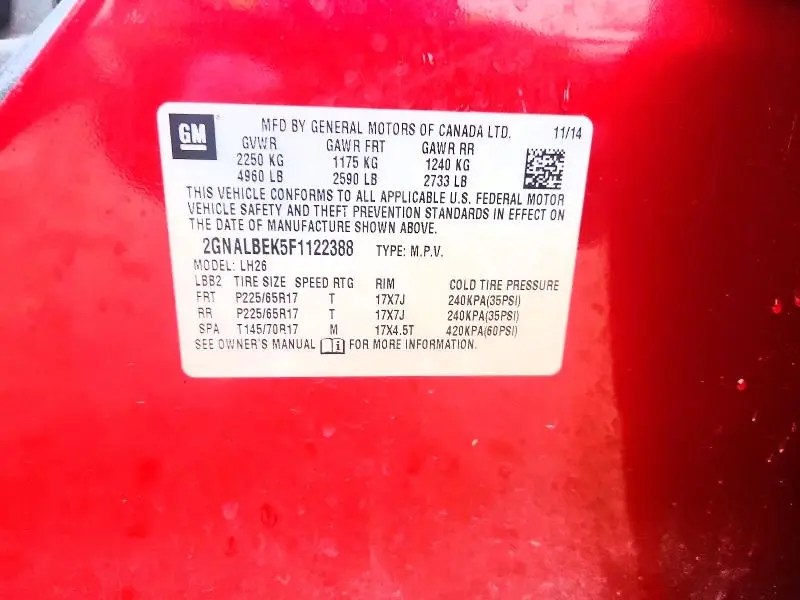 2015 CHEVROLET EQUINOX LT  