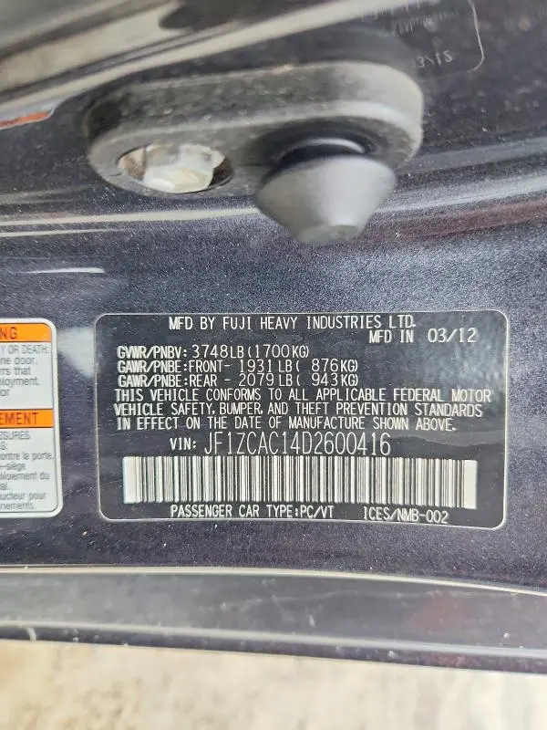 2013 SUBARU BRZ 2.0 LIMITED  