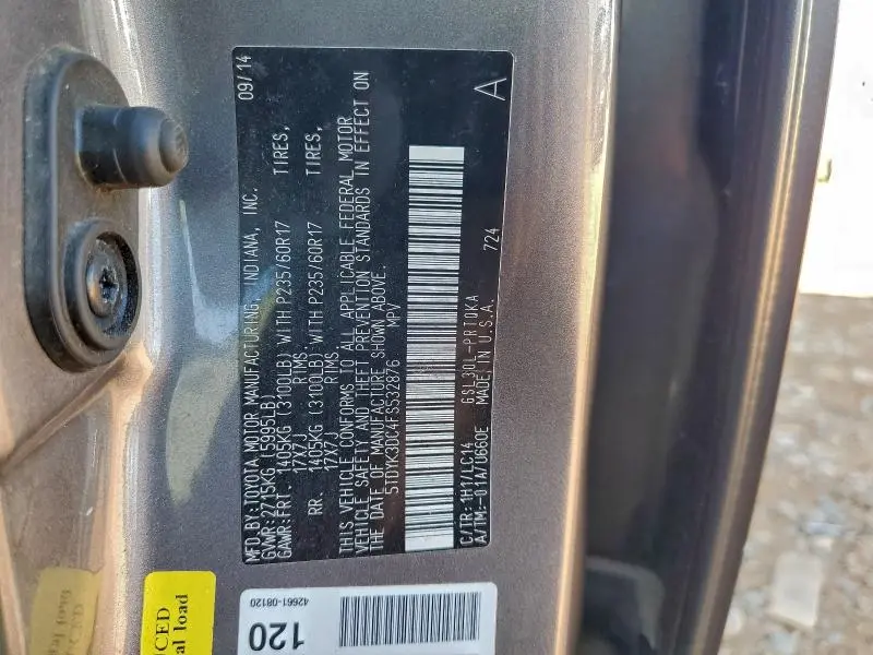 2015 TOYOTA SIENNA XLE  