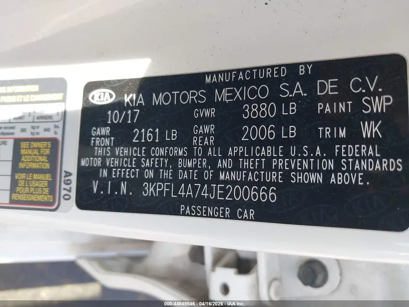 2018 KIA FORTE LX