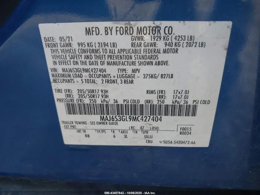 2021 FORD ECOSPORT SE