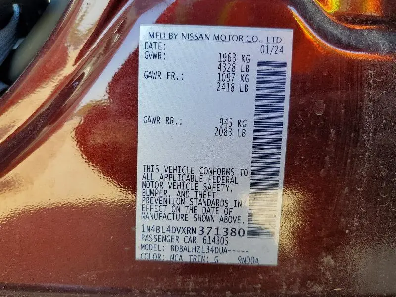 2024 NISSAN ALTIMA SV  