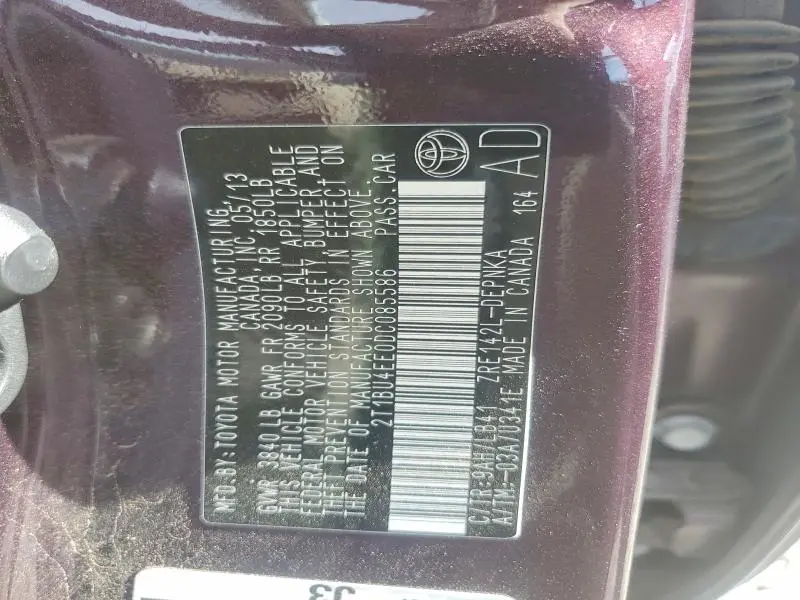 2013 TOYOTA COROLLA LE   