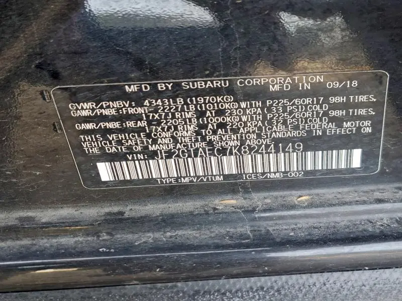 2019 SUBARU CROSSTREK PREMIUM  